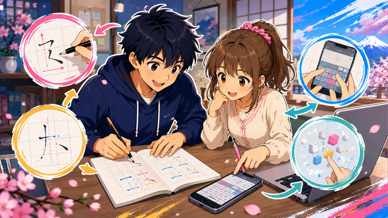Visual guide for Two production skills, one Japanese writing system